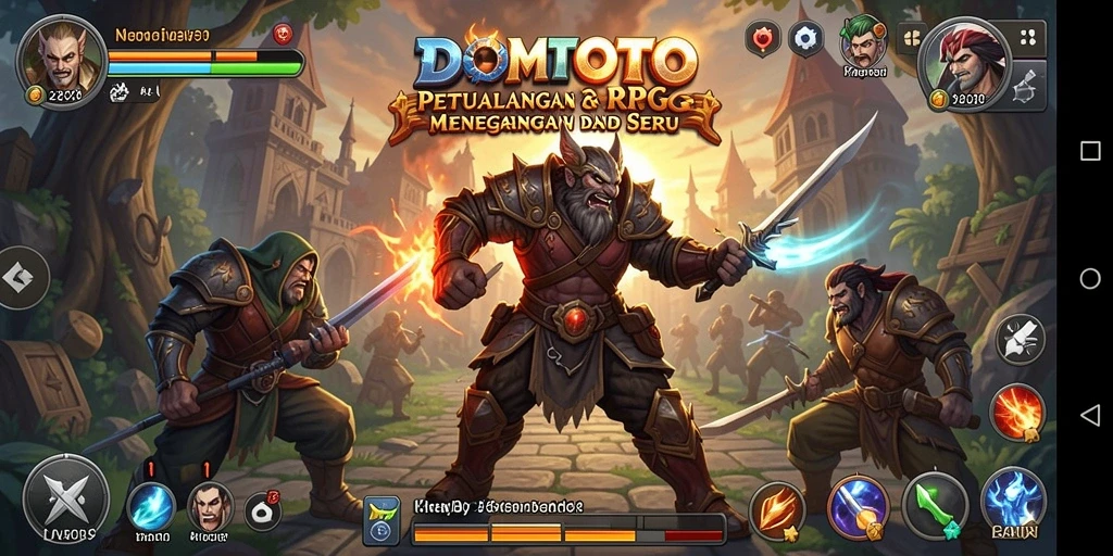 Tangkapan layar utama DOMTOTO menunjukkan aksi RPG yang mendebarkan