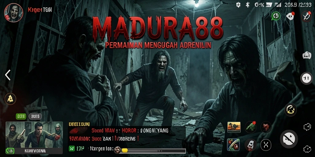 Tampilan gameplay seram dari MADURA88 dengan makhluk menakutkan dan suasana mencekam.