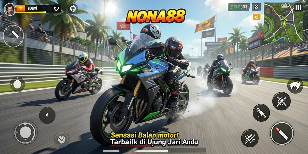 Gameplay NONA88 yang seru dan mendebarkan saat balapan.