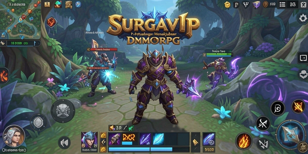 Tampilan gameplay epik dalam dunia SURGAVIP yang penuh petualangan.